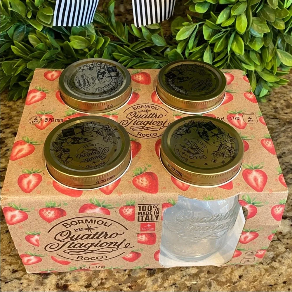 NWT Bormioli Rocco Quattro Stagioni Glass Jars 4- PCS